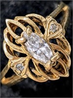 $1400 10K  Diamond Opal(0.3ct) Ring (~weight 3g)