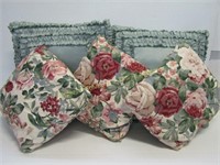 5 Decor Pillows- Mint Ruffle, Flower