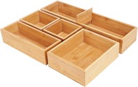 SEALED-Bamboo Organizer Box Set of 5