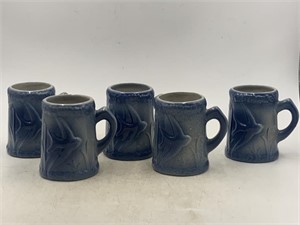 -5 Clay city pottery, salt glaze mugs.