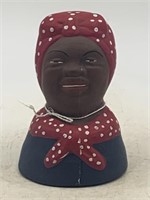 Black Americana ceramic jar figurine, has