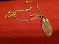 Beautiful Flat Polished Stone Pendant Necklace