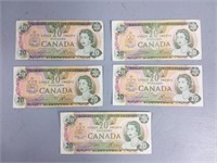 Canadian 1979 $20.00 Dollar Bills