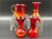 Amberina Glass Pitchers & Glasses Set