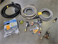 Lot of Household Hoses and Garden Hose Fittings