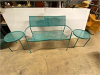 Turquoise Metal Bench & 2 Chair Set