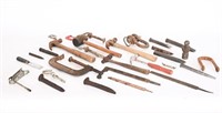 Vintage Wood Handled Hammers, C-Clamp, Chisels