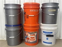 Home Depot Buckets, Gray, White Buckets