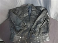Men's Black Leather Jacket Sz 44