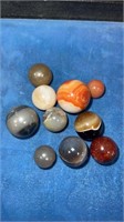 Agate marbles 9/16” to 15/16”. Very good
