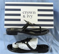 CROWN & IVY LADIES BLACK DRESS SANDALS SZ 7.5 NIB