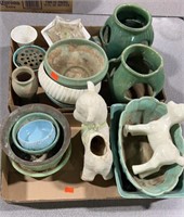 2 Flats of Assorted Pottery and Porcelain Pieces