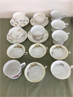 Fine China Tea Cup and Saucer Lot of 17 Total