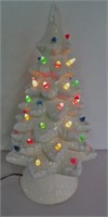 17" Glazed White Ceramic Christmas Tree: Chipped
