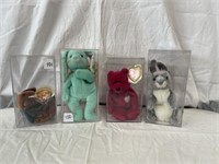 5 TY Beanie Babies in Plastic Dispay Cases