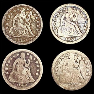 [4] 1857-O Seated Liberty Dimes NICELY CIRCULATED