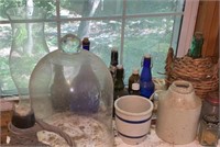 Vtg Bottles, Glass Cloche, Glass Hurricane & More