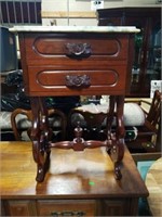Antique mahogany marble top side table