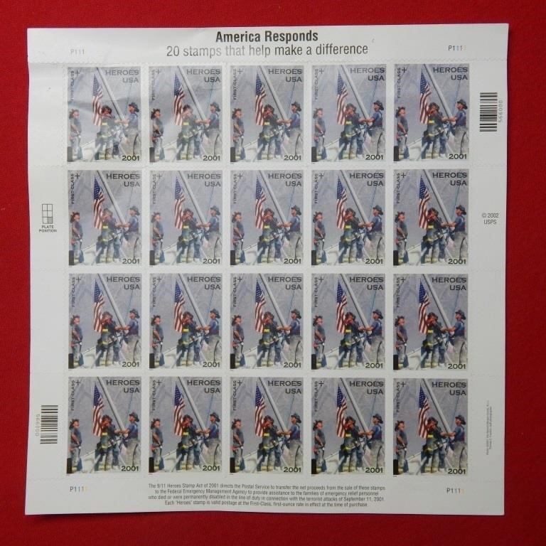 2001 Heroes US Postal Stamp 9-11 Commemorative