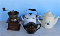 Coffee grinder/ enamel teapot and others