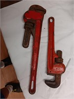 Two Pipe Wrenches, used