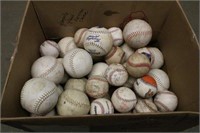 Box Of Assorted Softballs & Baseballs