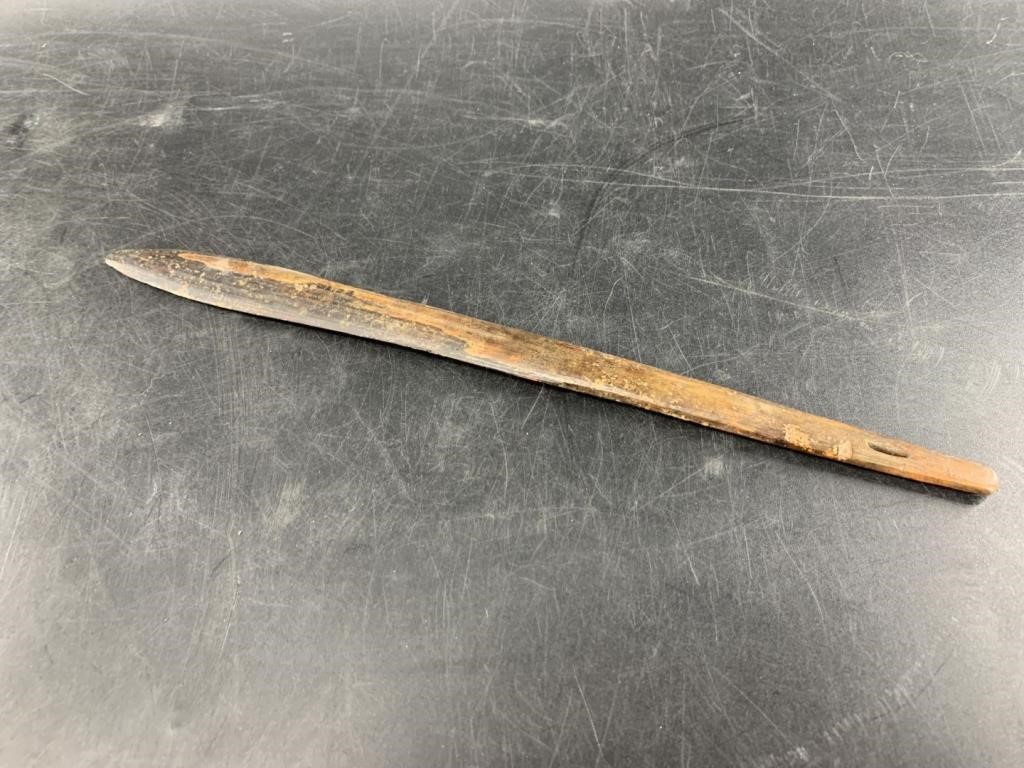 Small Old Bering Sea ivory knife, with sinew hole