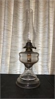 Vintage Clear Glass Kerosene oil Lamp 19”