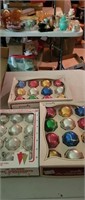 Lot of 3 12 count glass tree ornaments boxes
