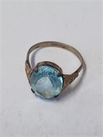 Marked Gold Double Ring w/ Blue Stone- 1.6g