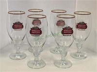 Set of six Stella pedestal beer glasses larger