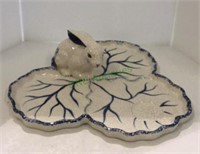 Ceramic rabbit themed tray - rabbit measuring