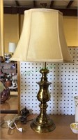 Brass tone metal lamp with shade - untested -