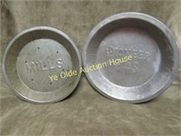 Vintage Mills and Pioneer Pies Metal Pans Plate