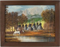 Painting of Native American Village