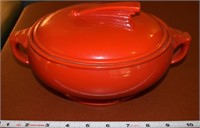 Halls Deco style red covered casserole dish