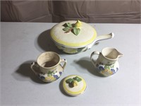 Flowered cream sugar and bowl set
