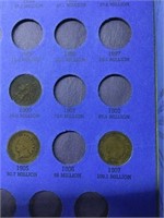 Indian Head Cent Book 1857-1909 w/ 3 coins