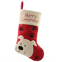 WEWILL 18’’ Dog Felt Christmas Stockings Paws Embr