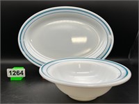 Pyrex Platter & Fire King Bowl