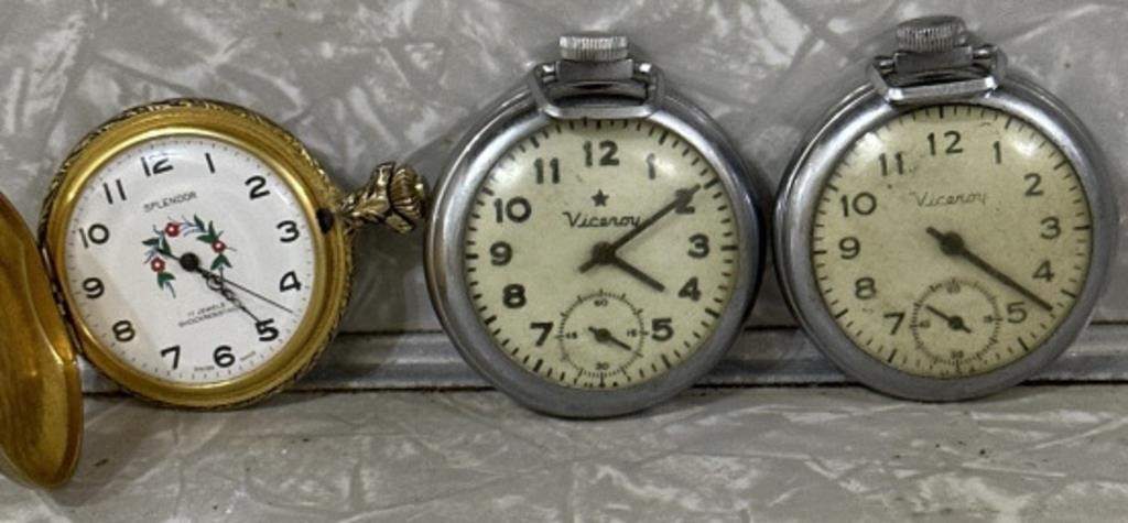 Group of 3 pocket watches viceroy and splendor