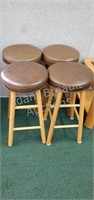4 Wood frame vinyl padded 24 inch bar stools