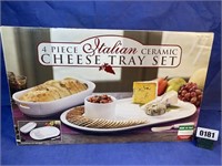 4 Piece Italian Ceramic Cheese Tray Set