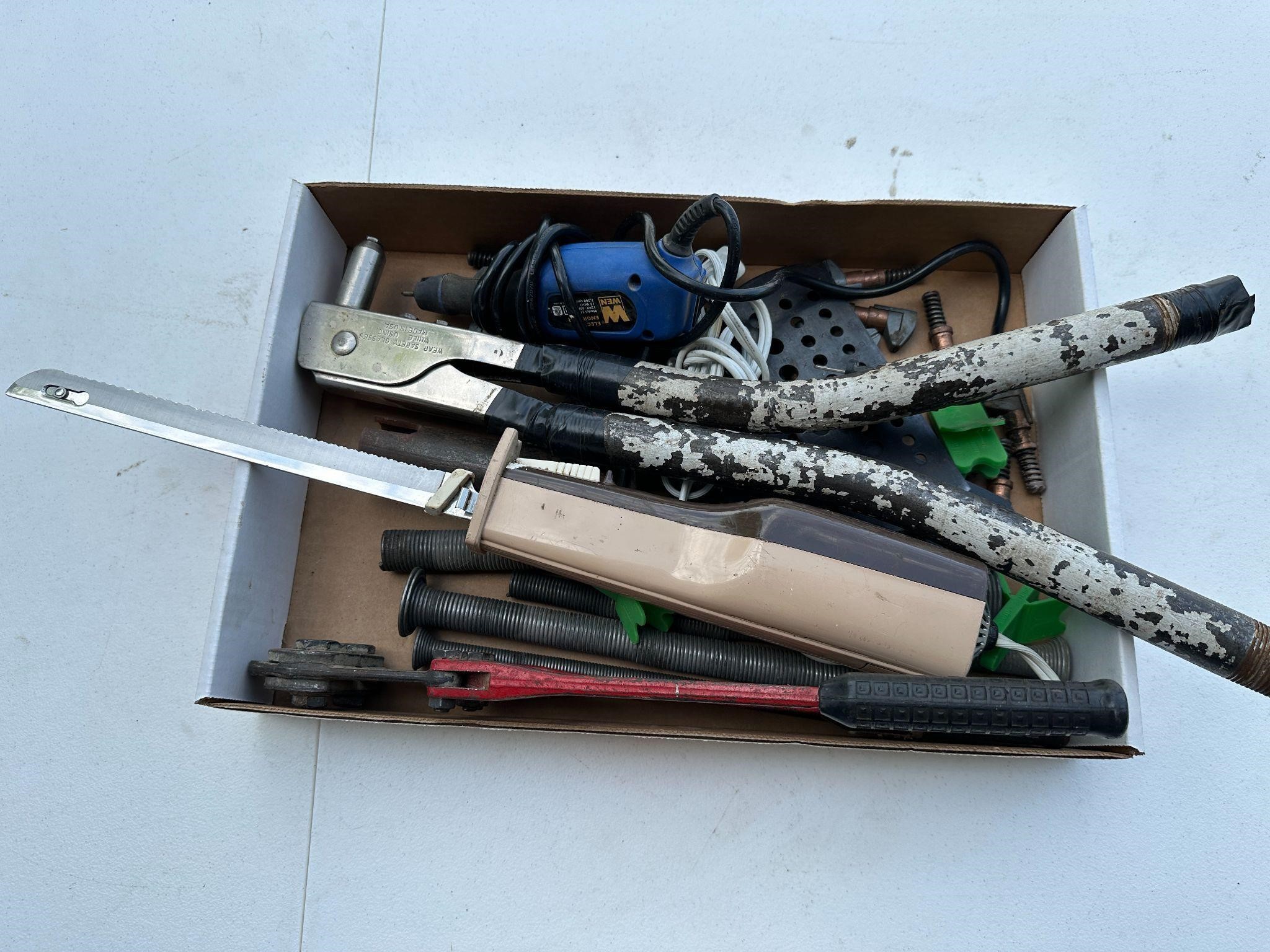 Lot Of Misc + Bolt Cutters Rivet Gun Knife