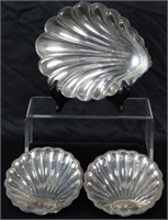 LOT OF THREE STERLING SILVER CLAM DISHES