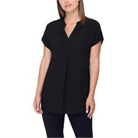Rachel Roy Women's MD V-Neck Shirt, Black Medium