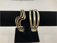 2 Sterling Silver Cuff Bracelets, 39.8gr TW