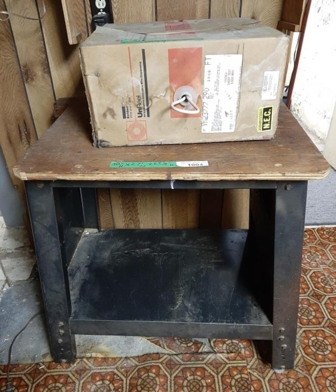 Work bench and Box of television cables.