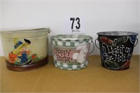 (3) Hand Painted Gift Buckets