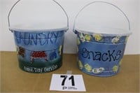 (2) Hand Painted Gift Buckets